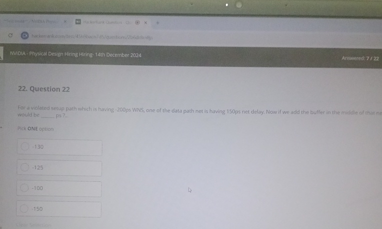 For a violated setup path which is having - 2 0 0