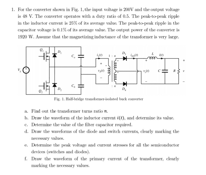 For the converter shown in Fig. 1 , the input
