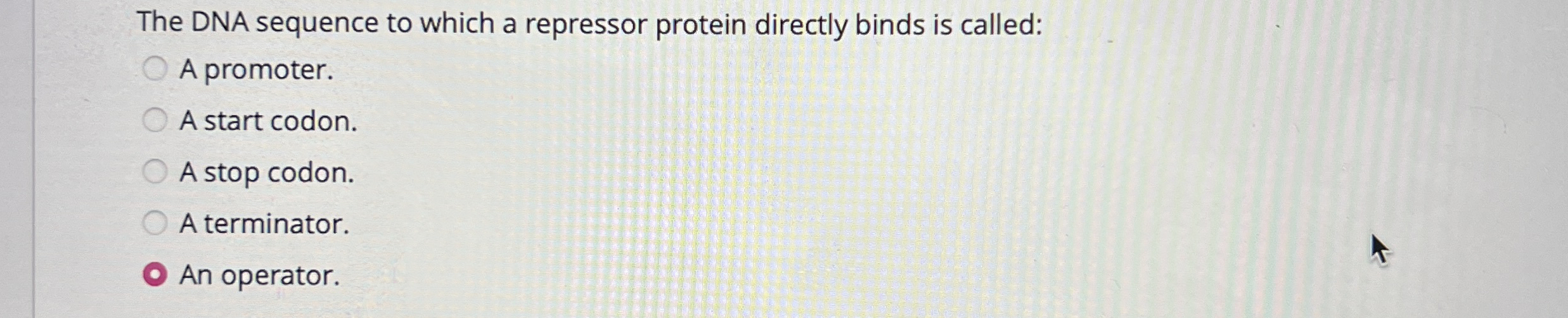 The DNA sequence to which a repressor protein