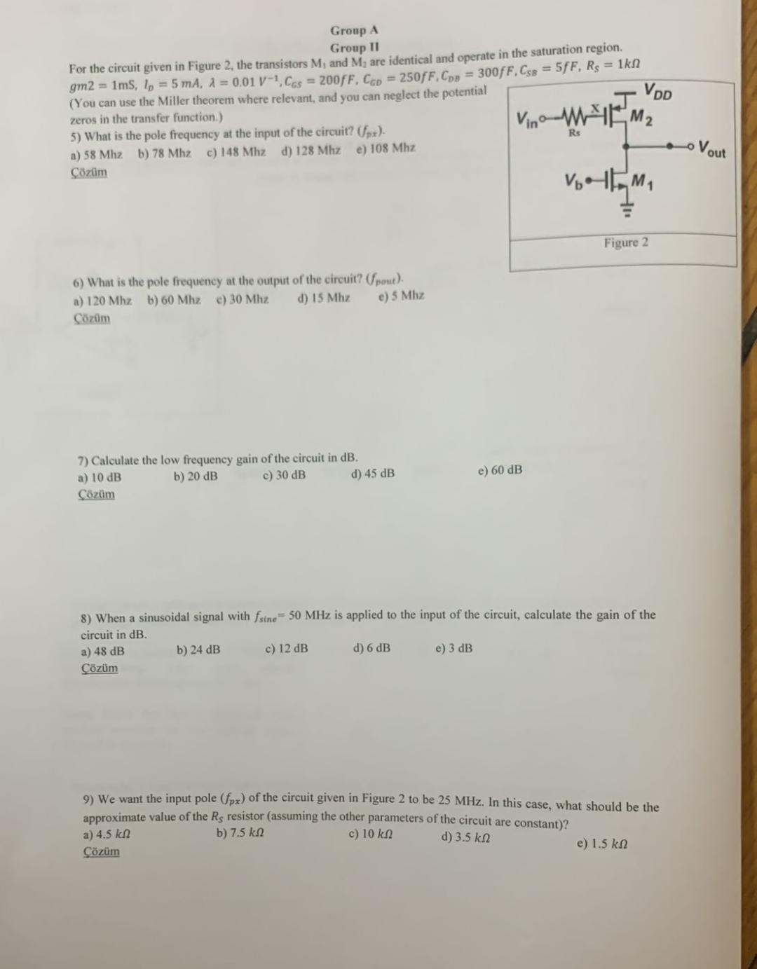 Group A Group II For the circuit given in Figure