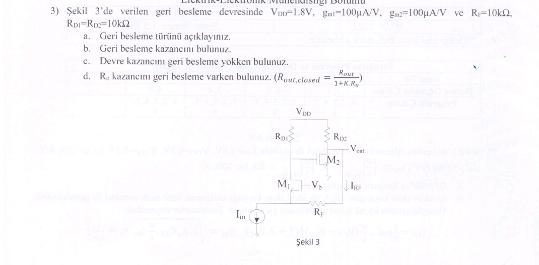 ekil 3 ' de verilen geri besleme devresinde V D D
