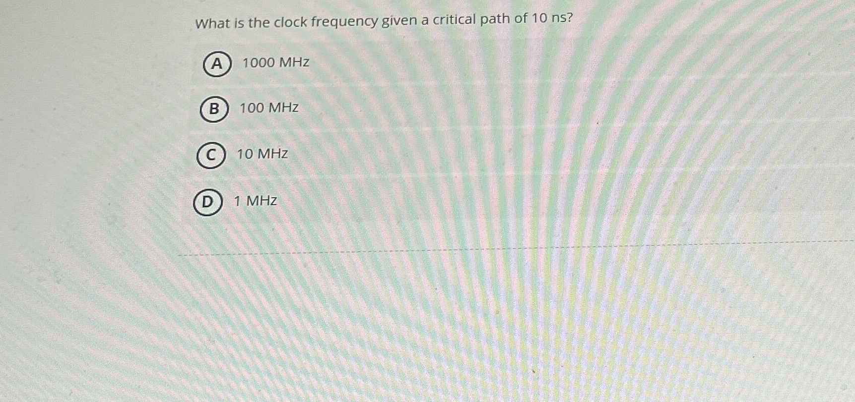 What is the clock frequency given a critical path