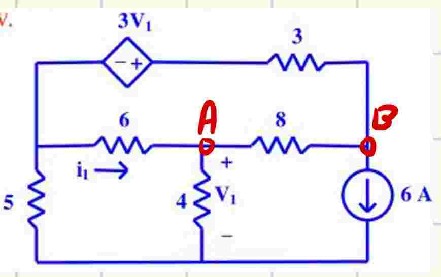 Find Thevenin equivalent between nodes A and B .