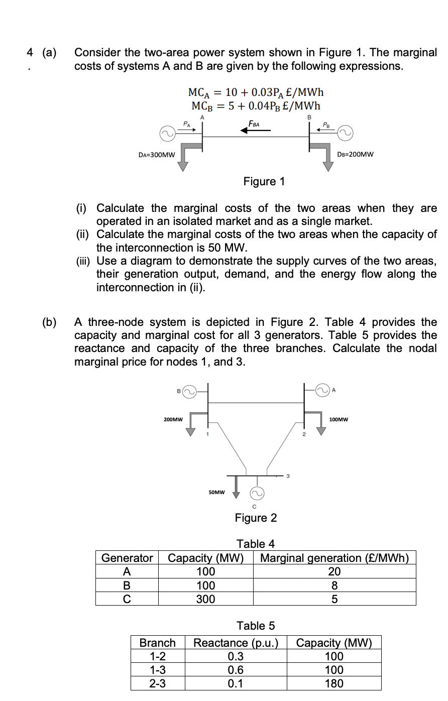 4 ( a ) Consider the two - area power system