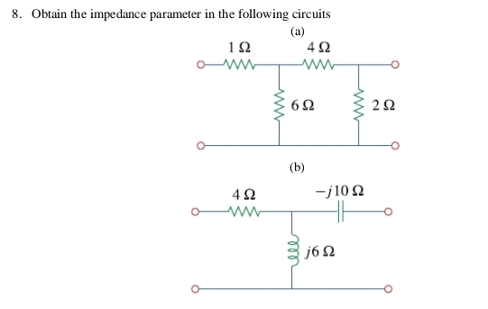 Obtain the impedance parameter in the following