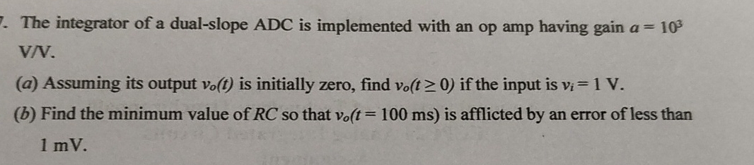 The integrator of a dual - slope ADC is