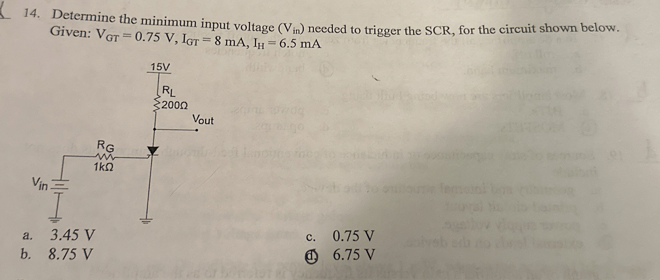 Determine the minimum input voltage ( V i n )