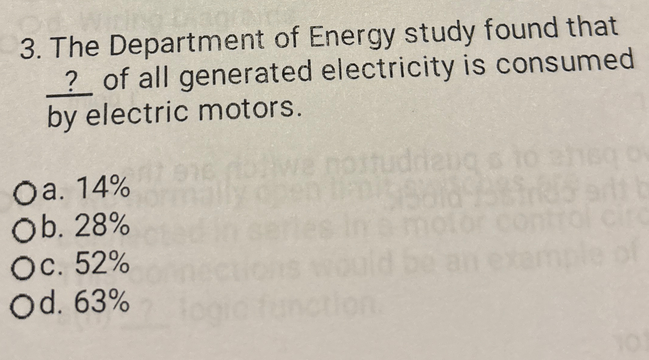 The Department of Energy study found that ? of