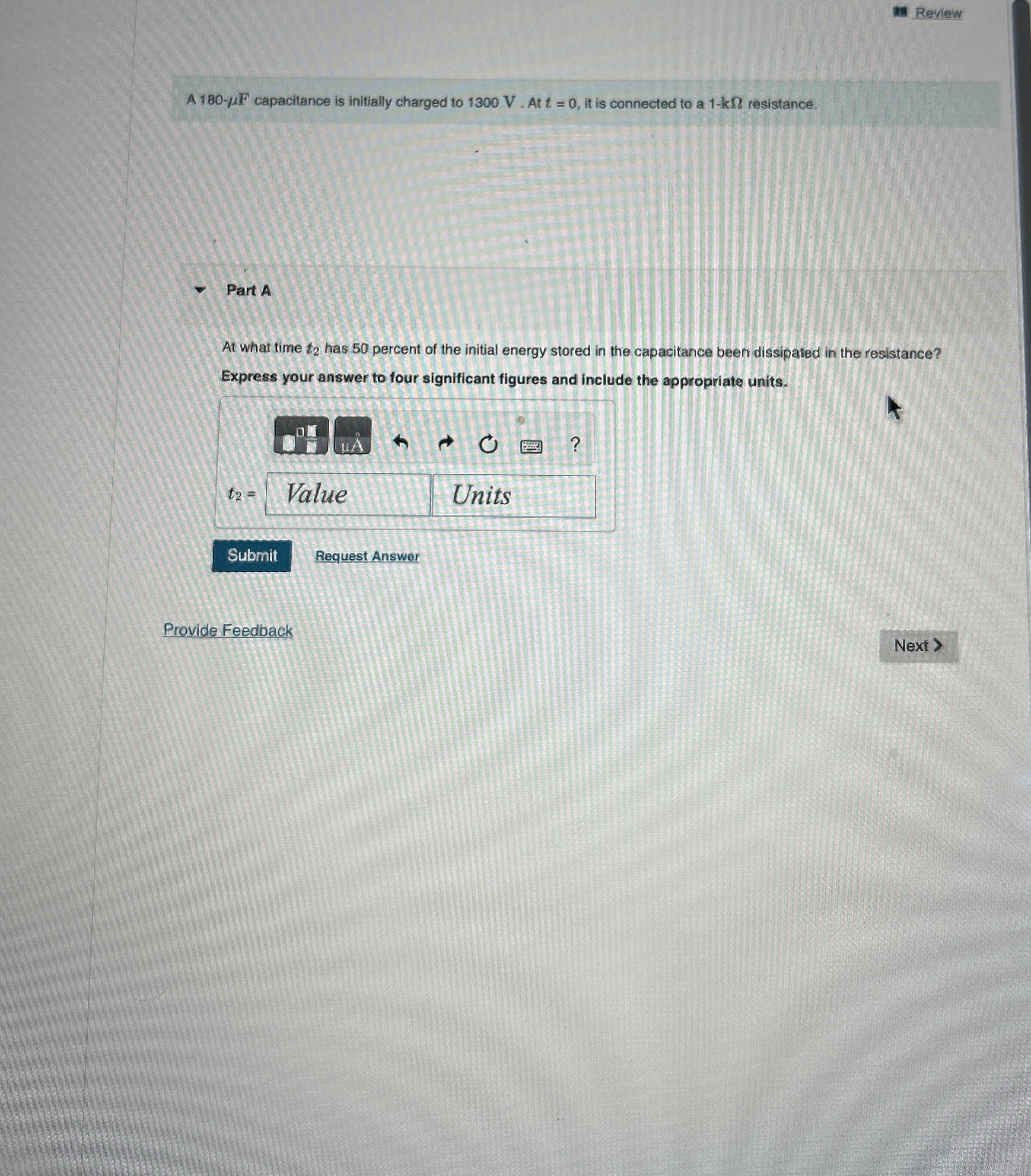 Review A 1 8 0 - F capacitance is initially