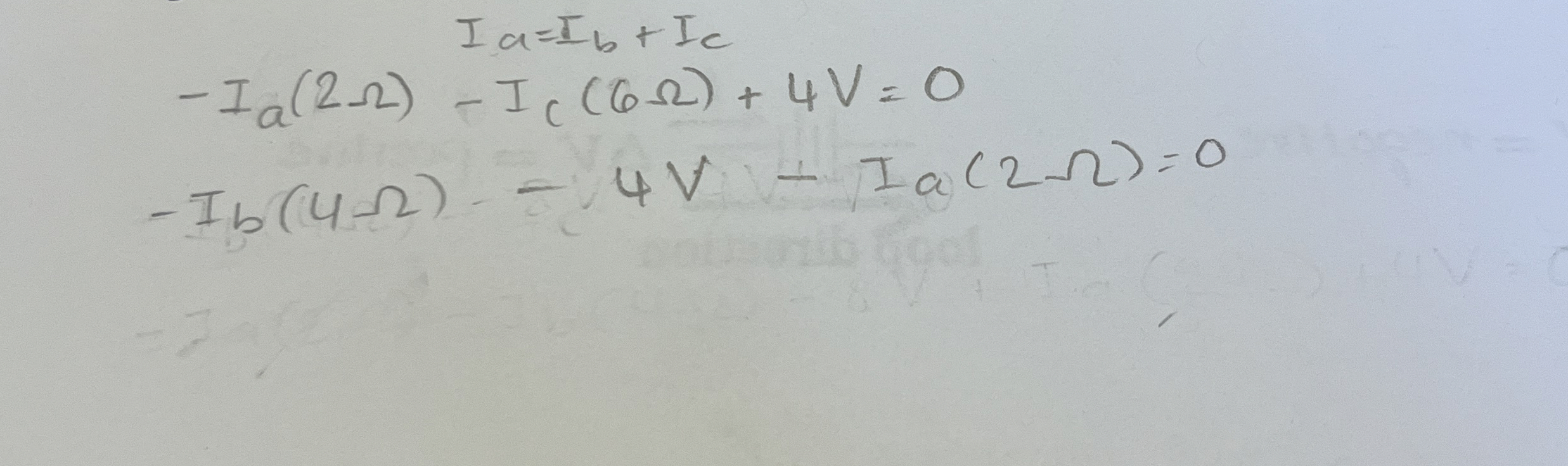 I a = I b + I c - I a ( 2 ) - I c ( 6 ) + 4 V = 0