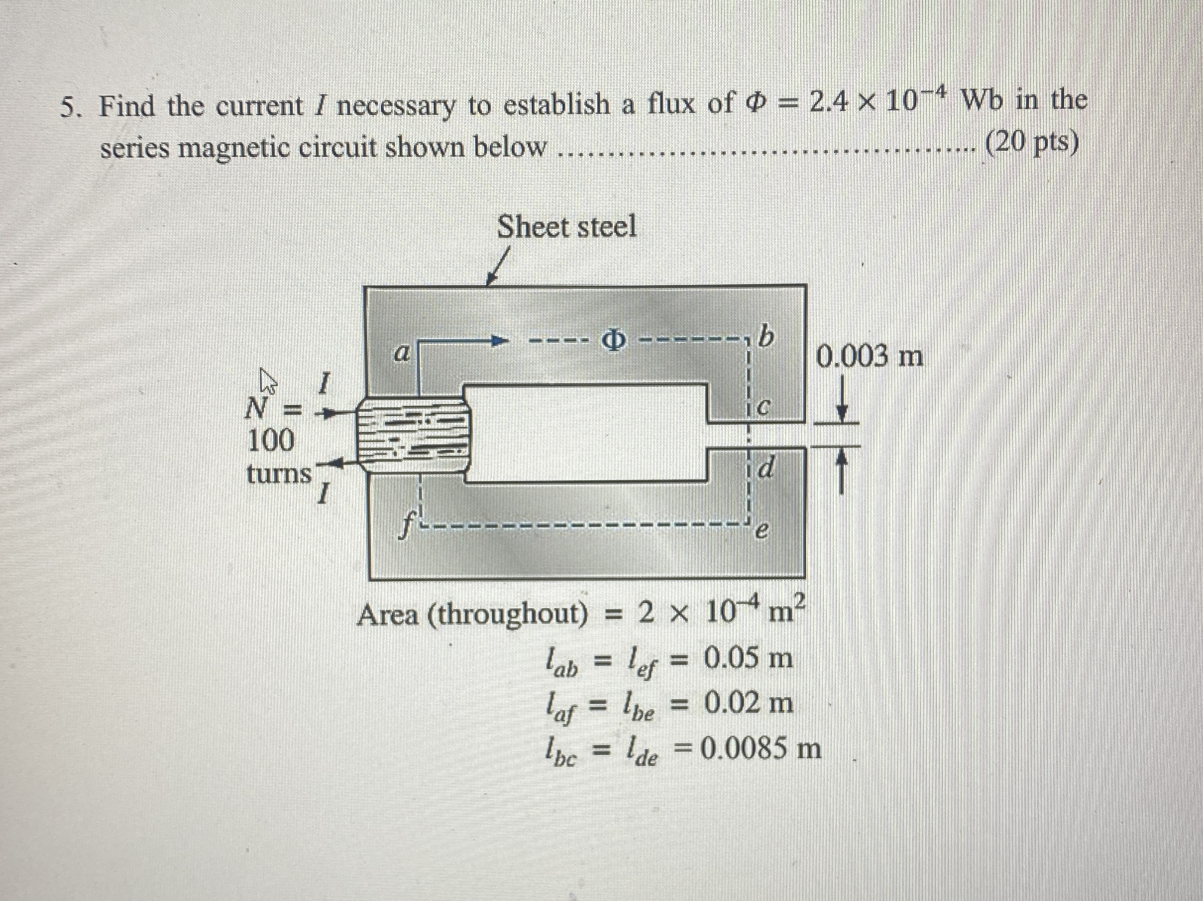 Find the current I necessary to establish a flux