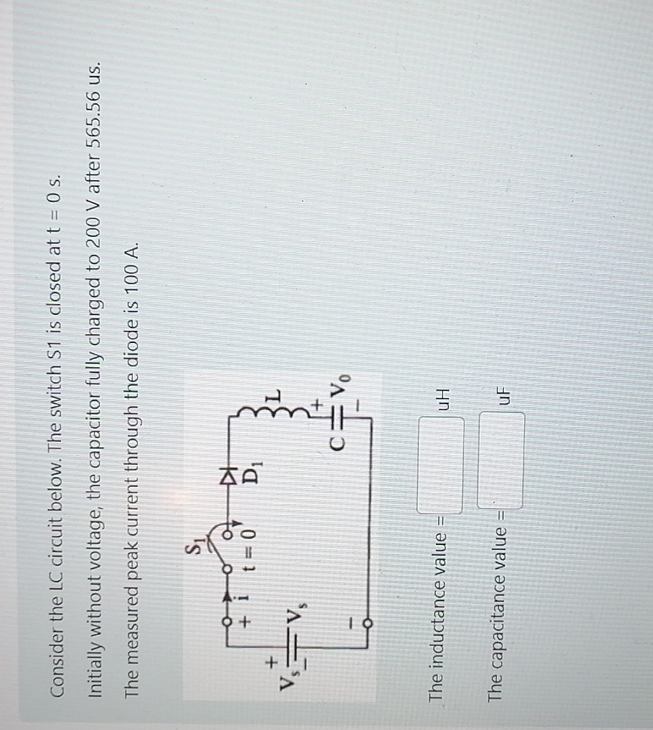 Consider the LC circuit below. The switch S 1 is