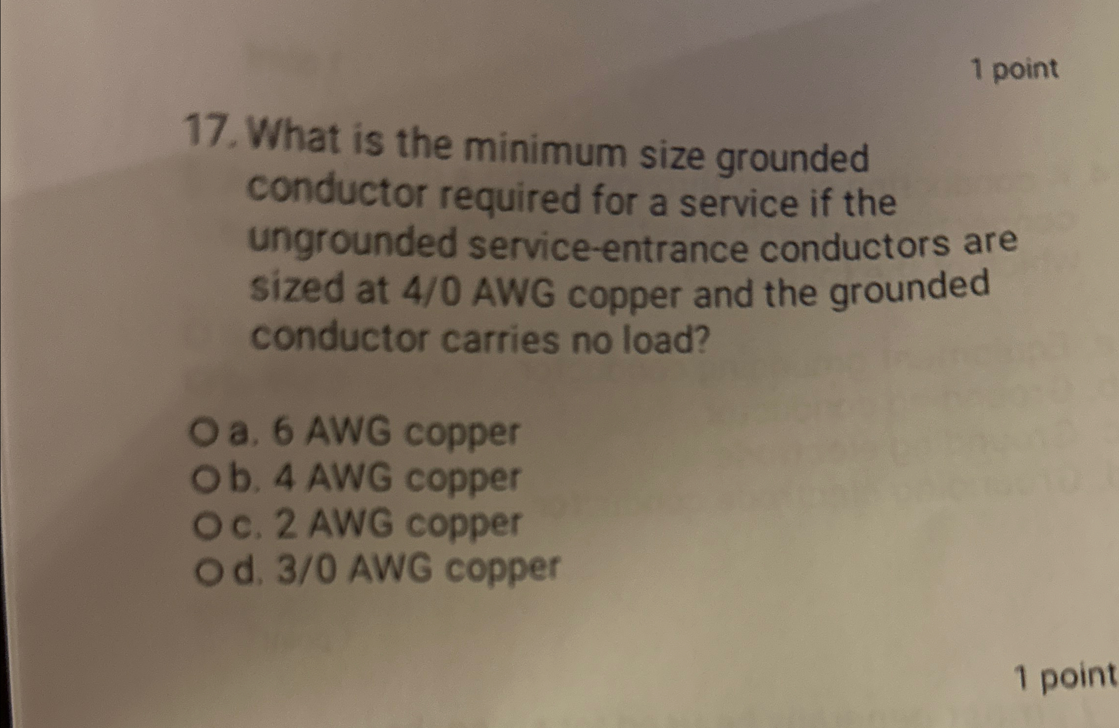 1 point 1 7 . What is the minimum size grounded
