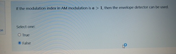 If the modulation index in AM modulation is a  style=