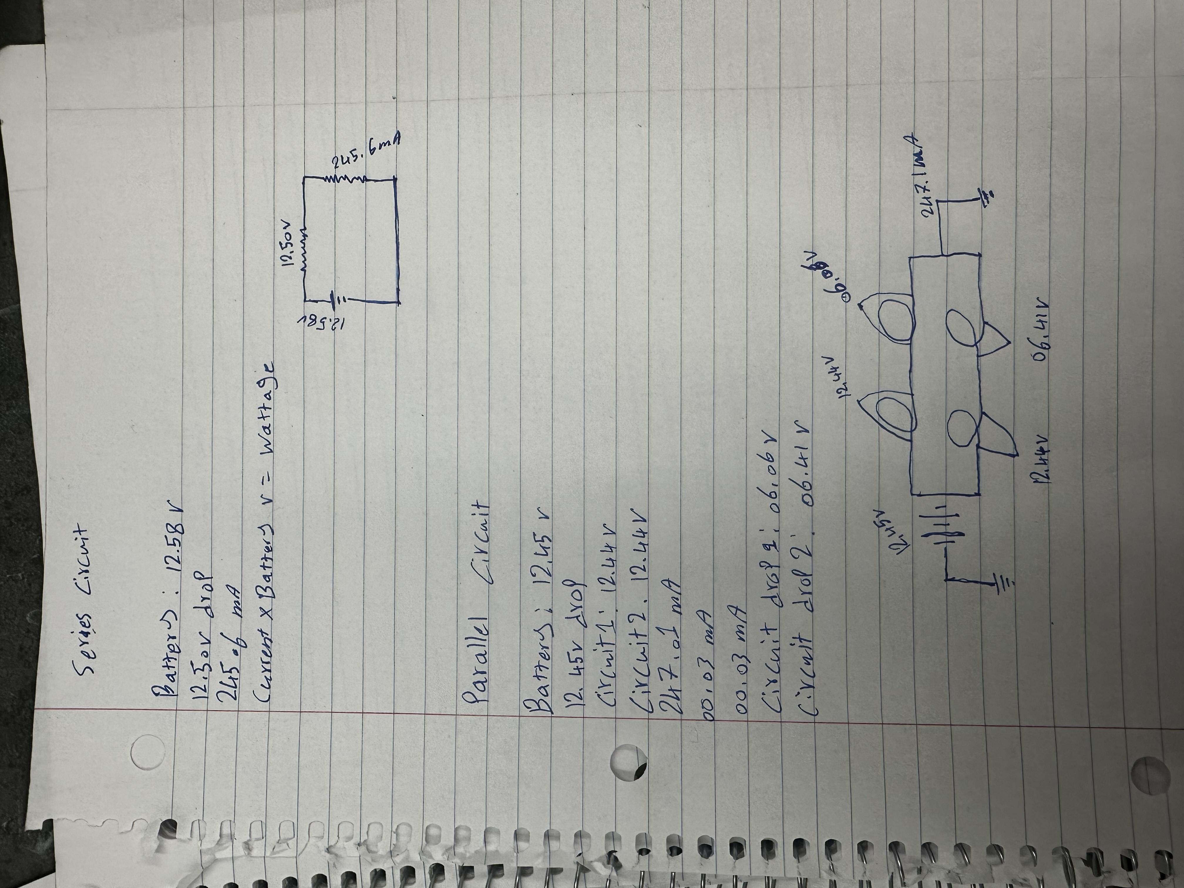Series Circuit Batters: 1 2 . 5 8 r 1 2 . 5 0 r