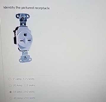 Identify the pictured receptacle 1 5 amp. 1 2 5
