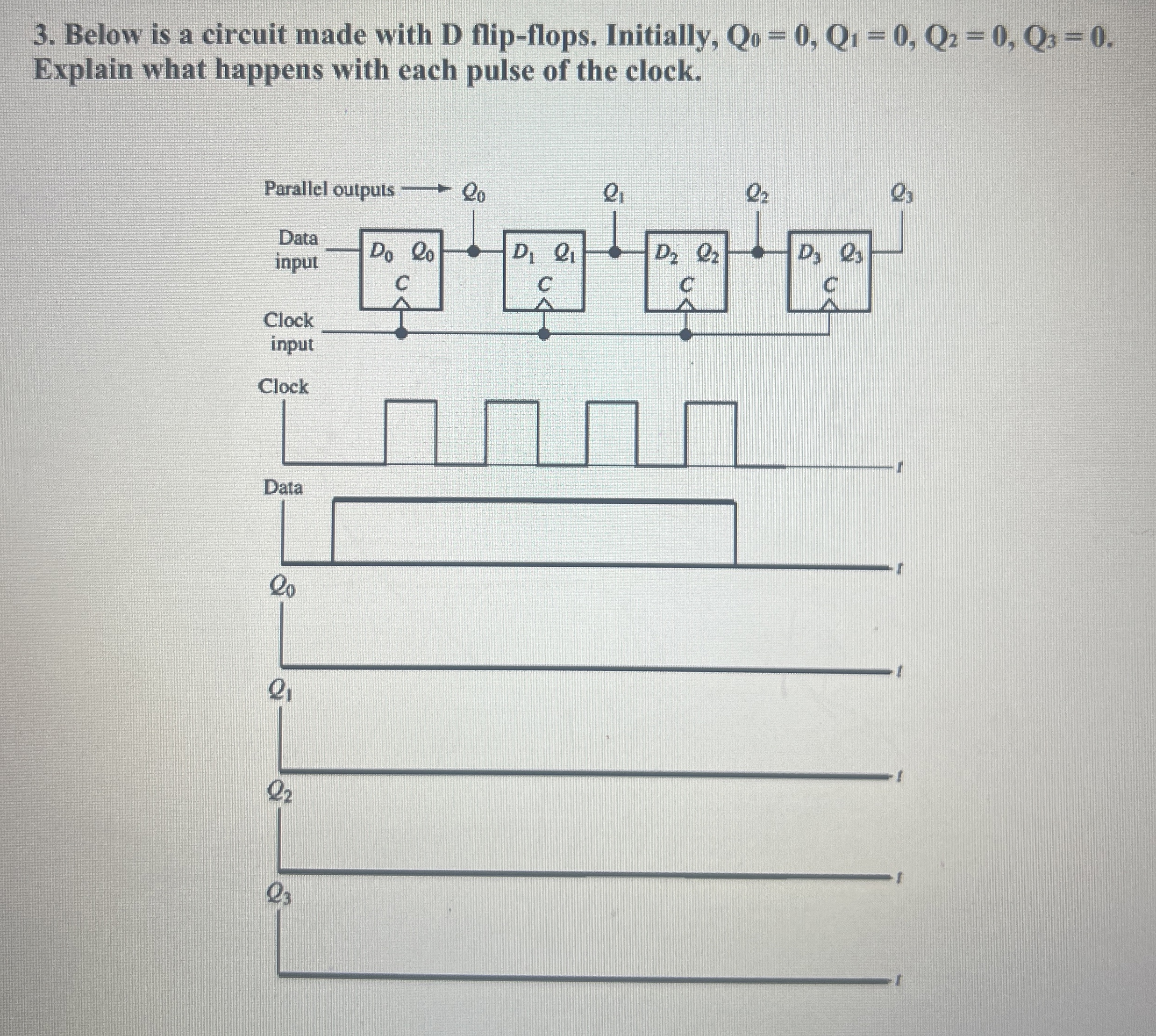Below is a circuit made with D flip - flops.