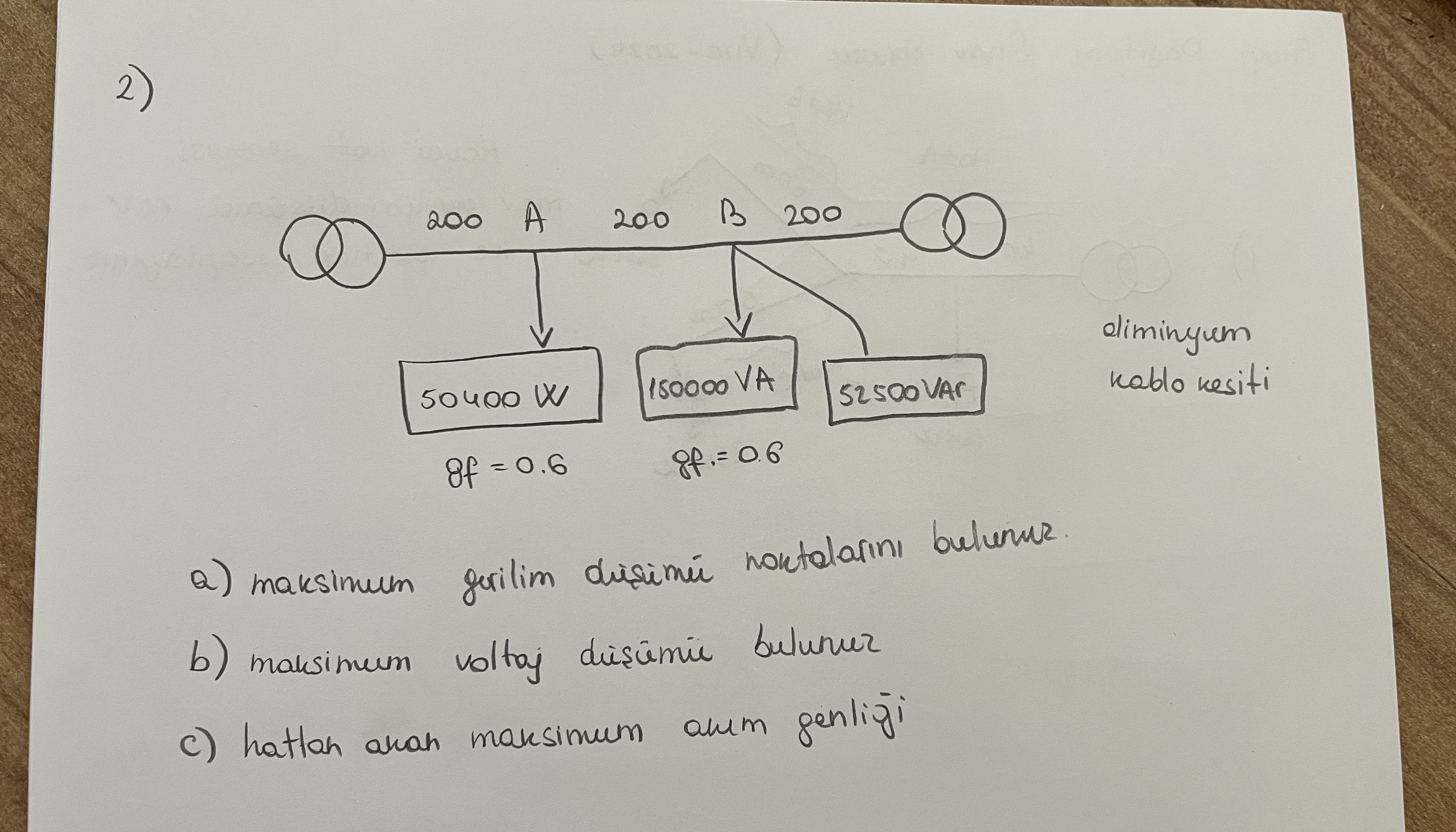 aliminyum kablo kesiti a ) maksinum gerilim