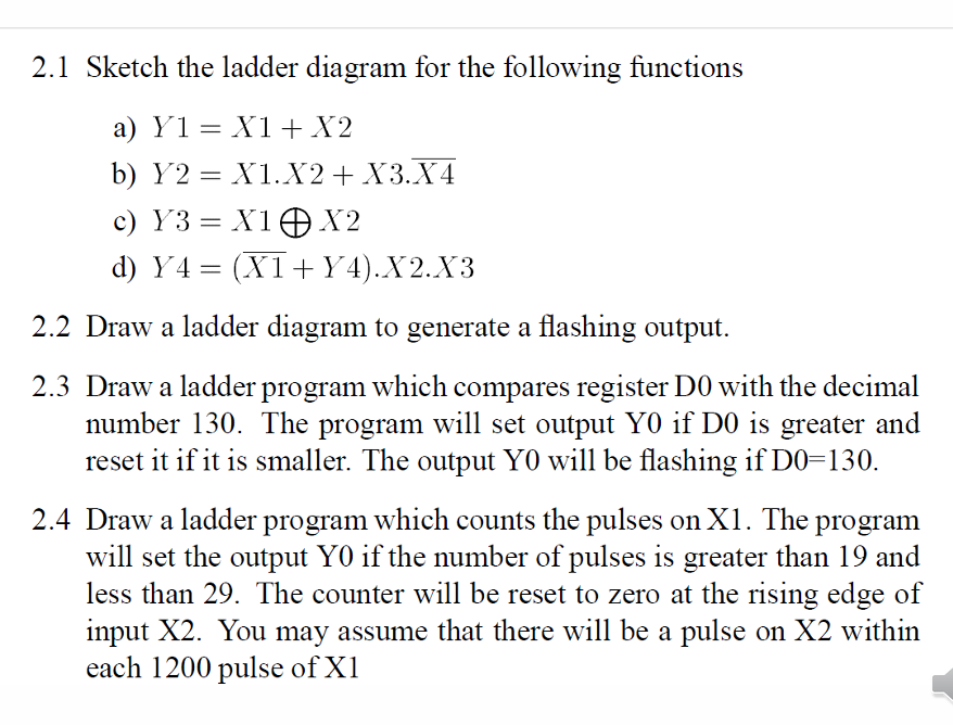 2 . 1 Sketch the ladder diagram for the following