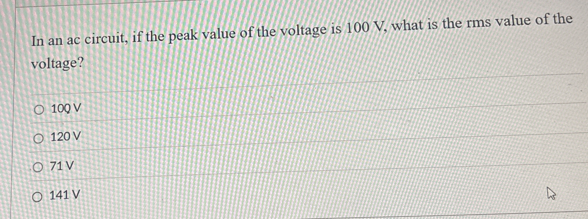 In an ac circuit, if the peak value of the