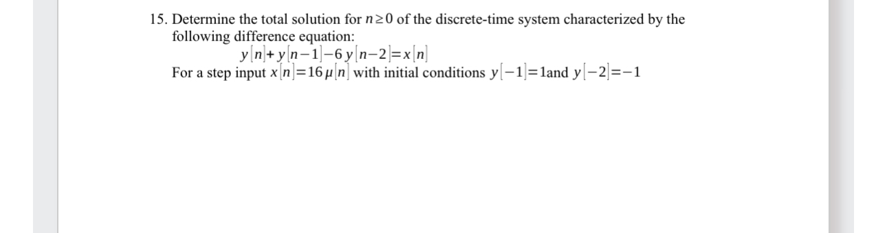 Determine the total solution for n 0 of the