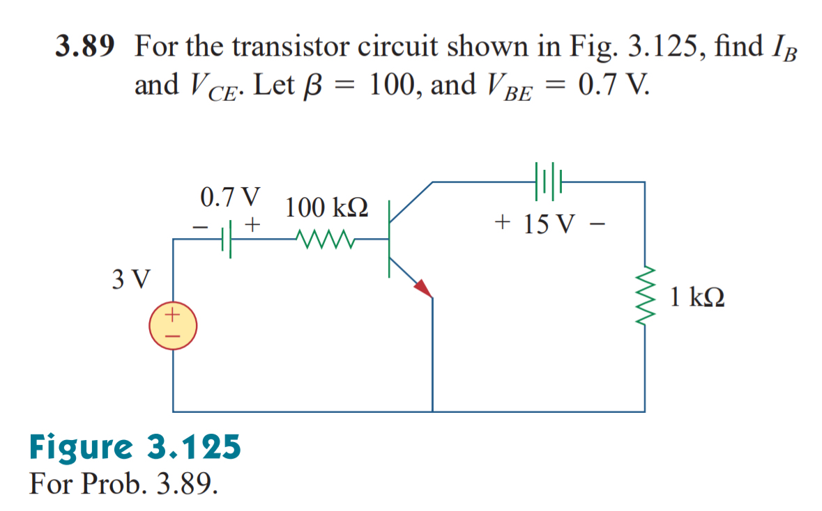 3 . 8 9 For the transistor circuit shown in Fig.