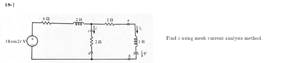 1 8 - ) Find \ ( i \ ) using mesh current