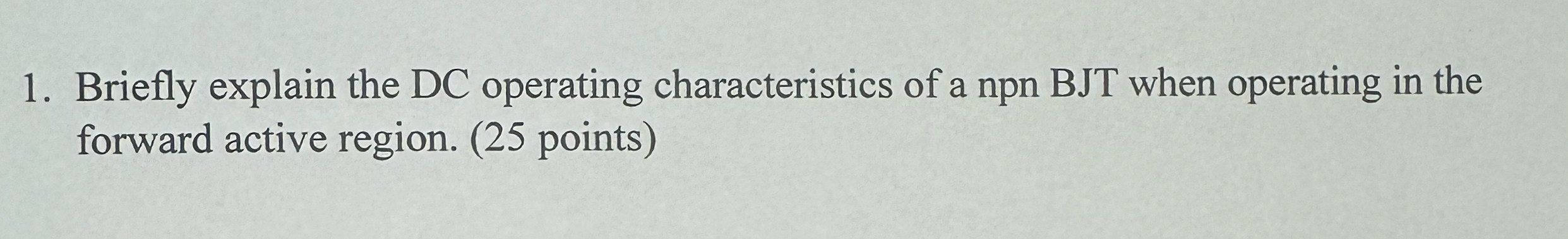 Briefly explain the DC operating characteristics
