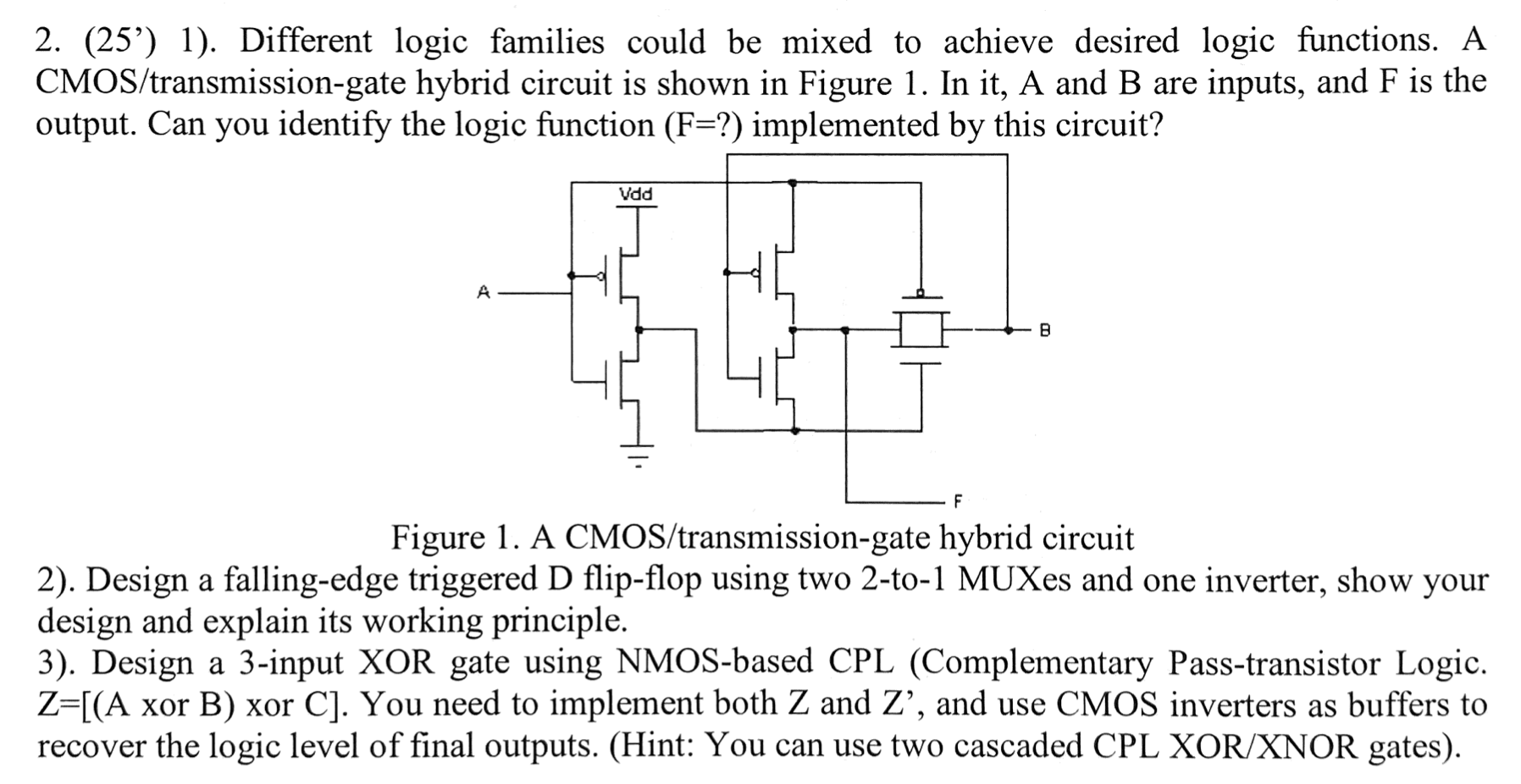 2 . ( 2 5 ' ) 1 ) . Different logic families