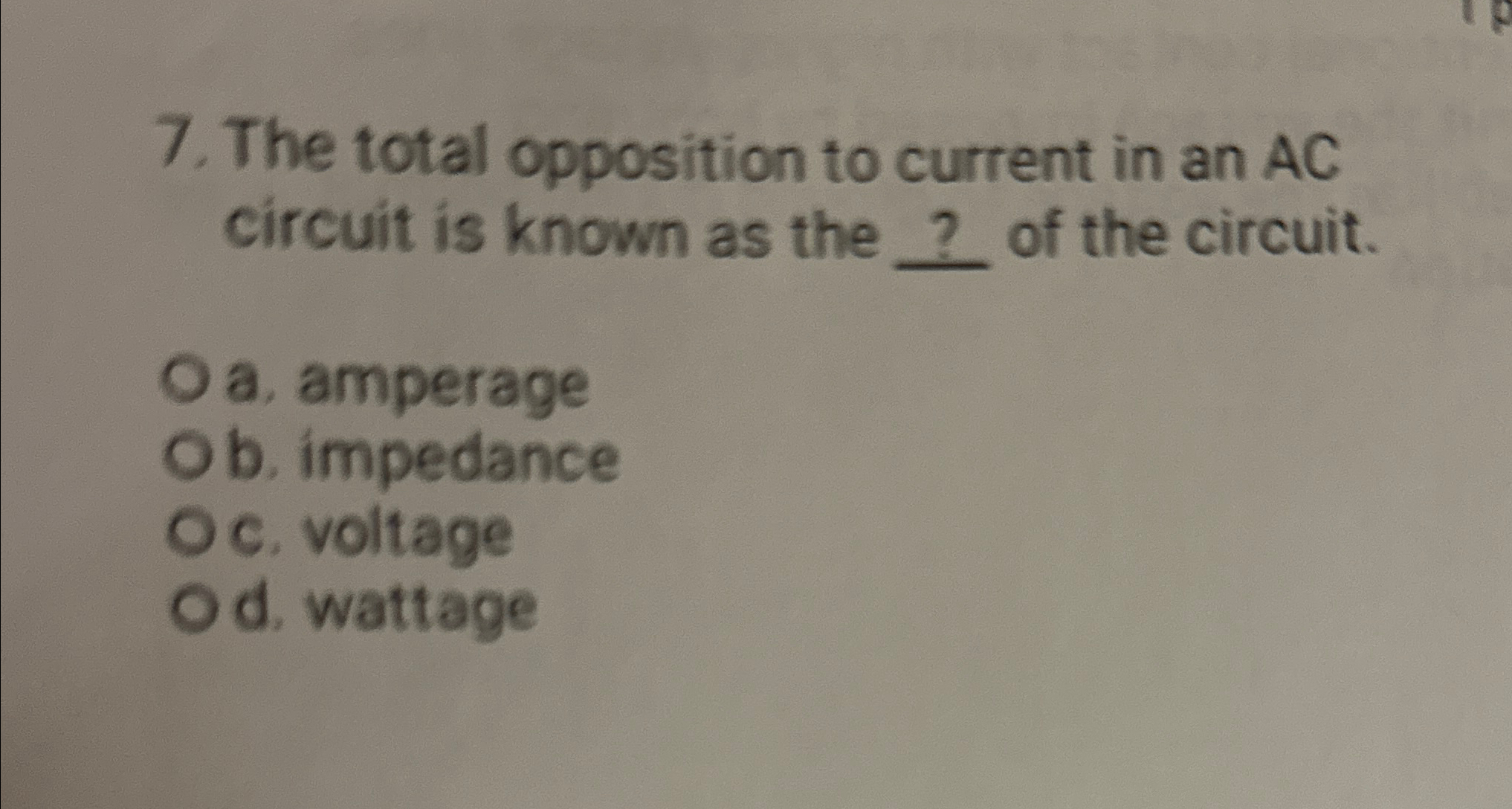 The total opposition to current in an AC circuit