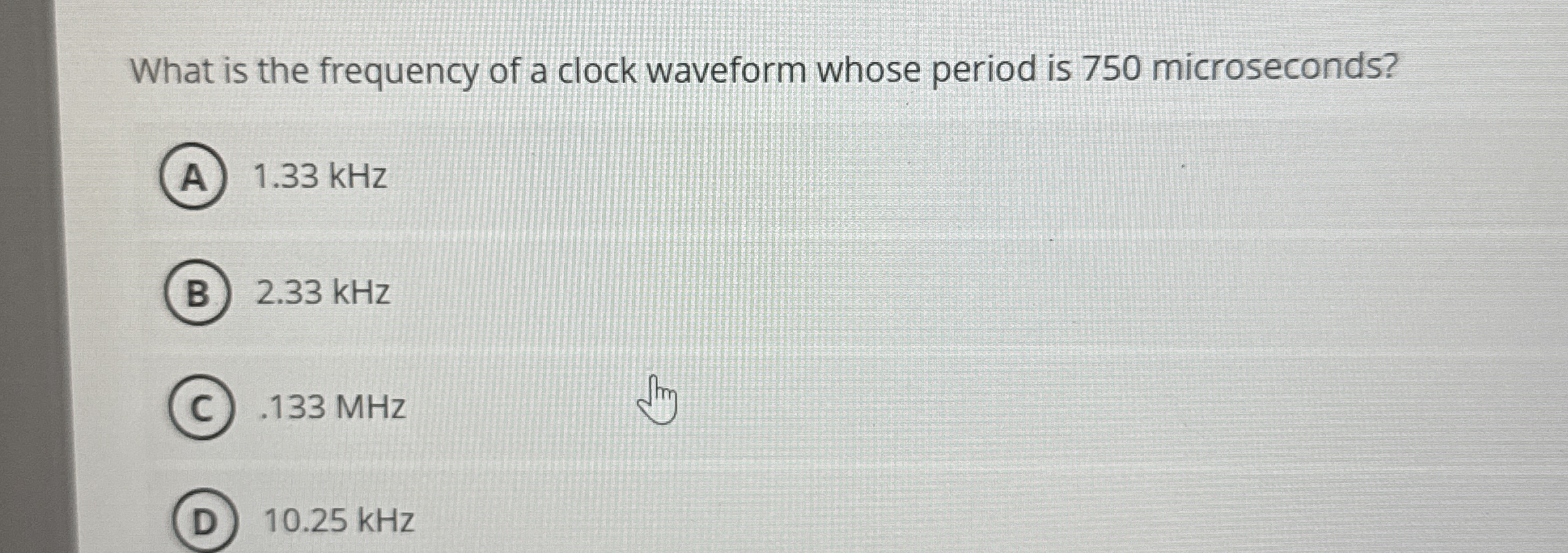 What is the frequency of a clock waveform whose