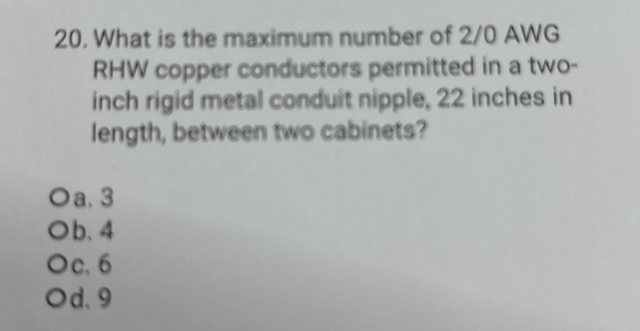 What is the maximum number of 2 0 AWG RHW copper