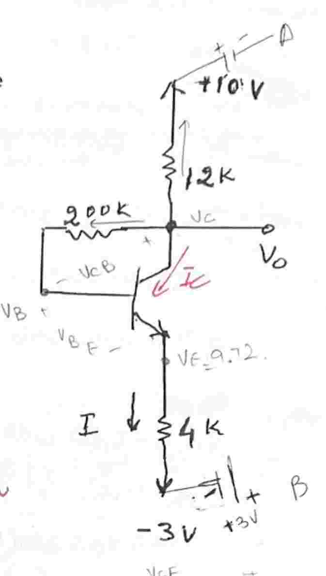 The transistor in the circuit has a value of beta