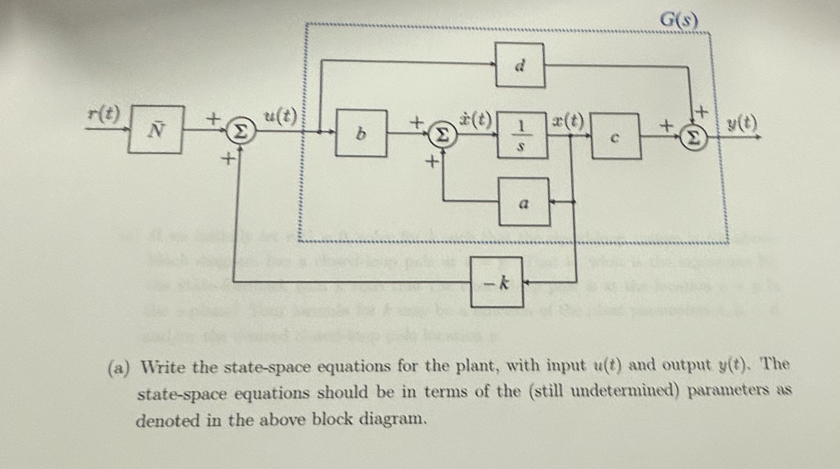 ( a ) Write the state - space equations for the