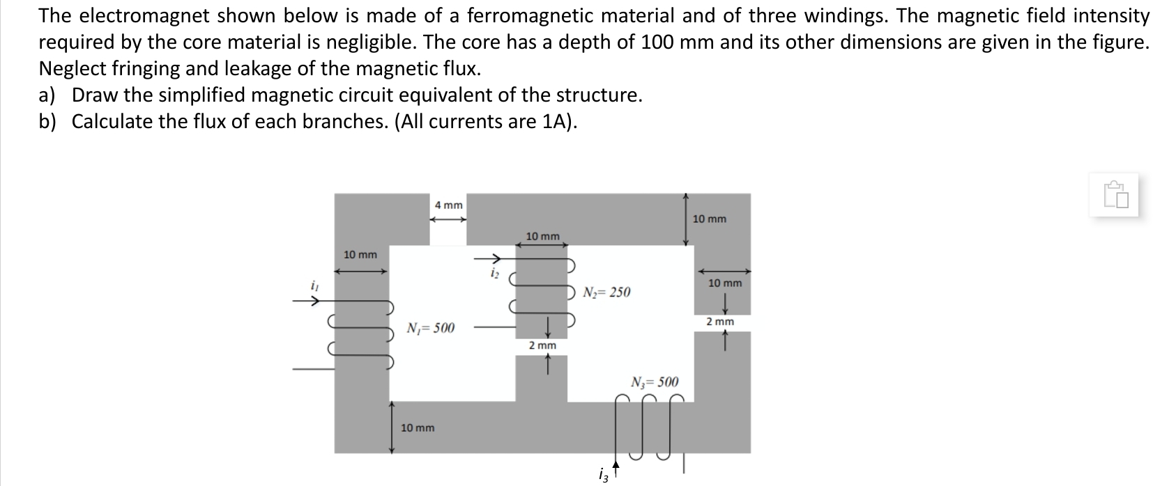 The electromagnet shown below is made of a