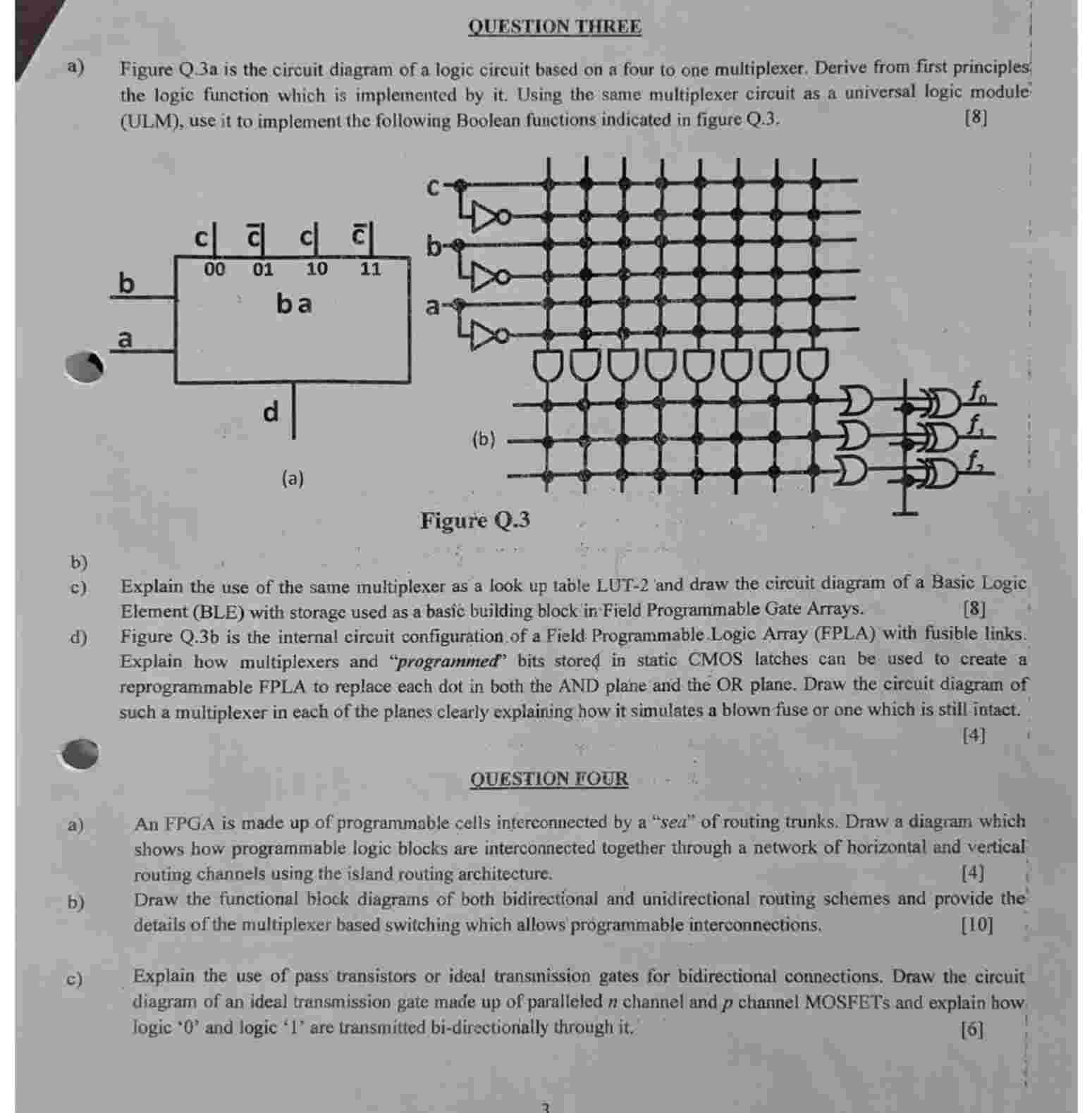 QUESTION THREE a ) Figure Q 3 a is the circuit