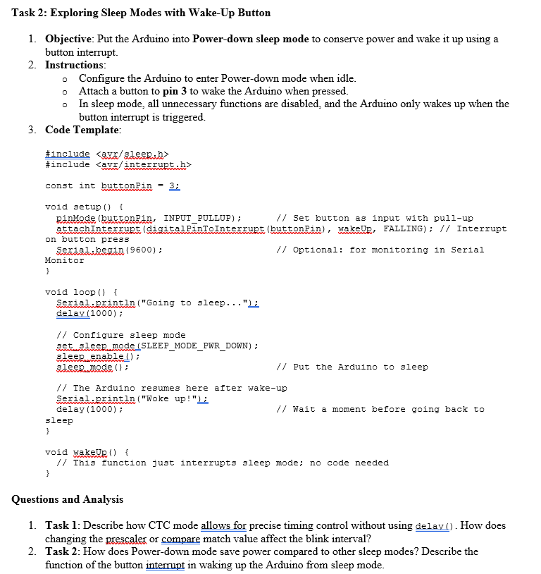 Task 2 : Exploring Sleep Modes with Wake - Up
