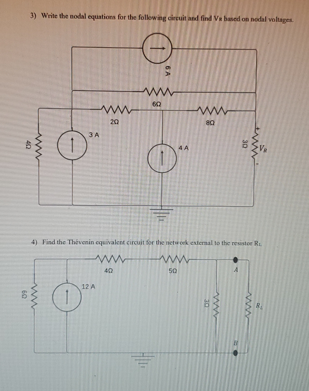 Write the nodal equations for the following