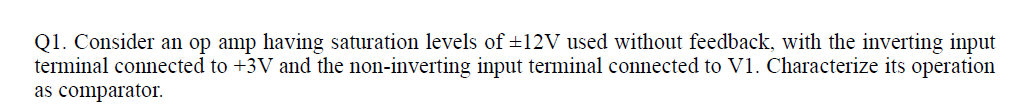 Q 1 . Consider an op amp having saturation levels