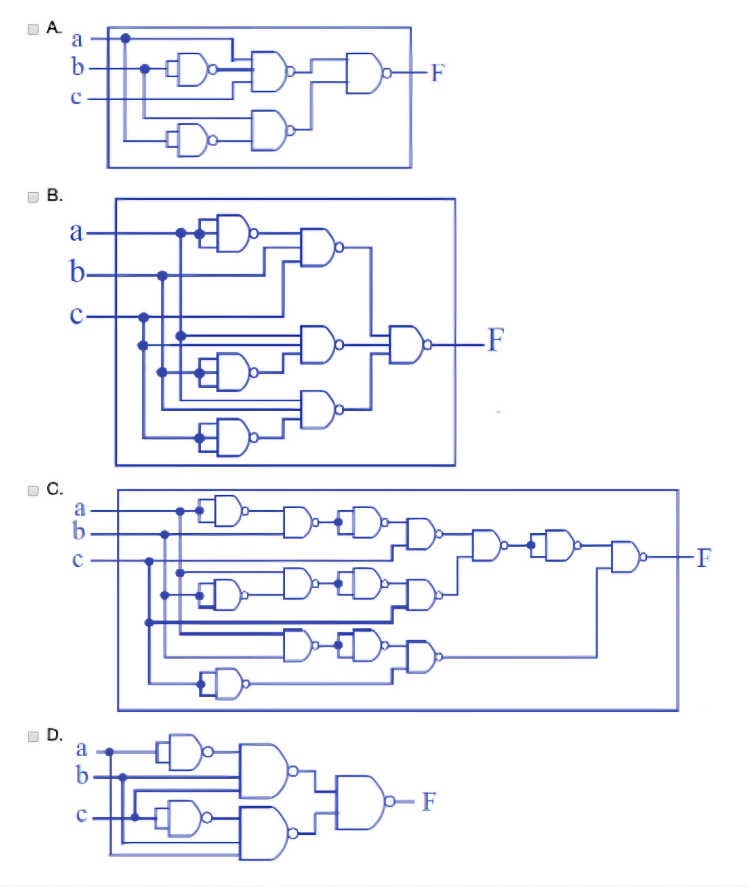 Which of the following circuits below using only