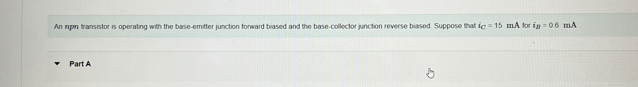 An n p n transistor is operating with the base -