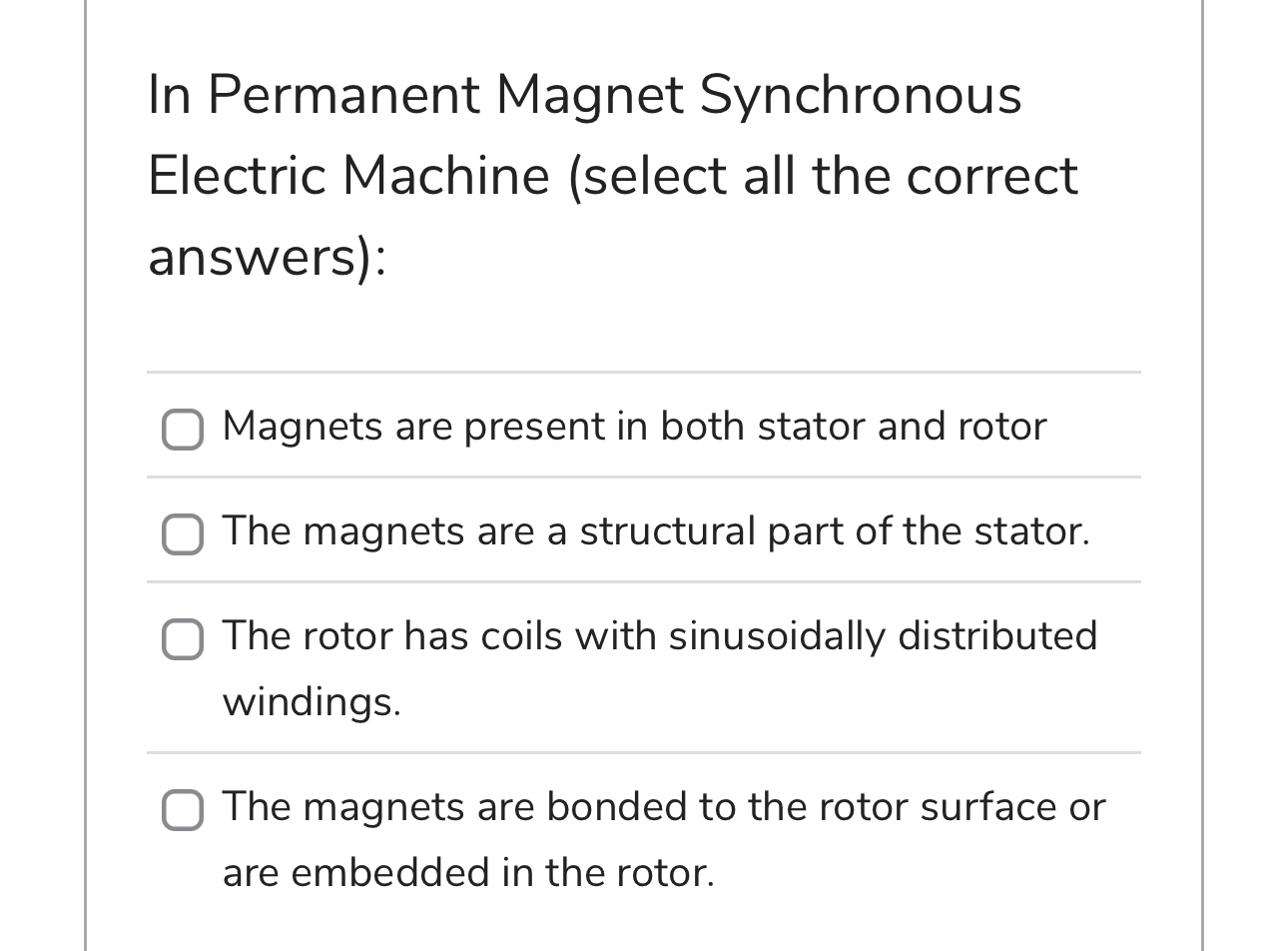 In Permanent Magnet Synchronous Electric Machine