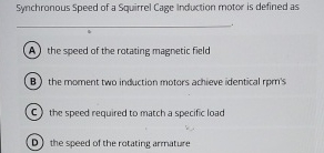 Symchronous Speed of a Squirrel Cage induction