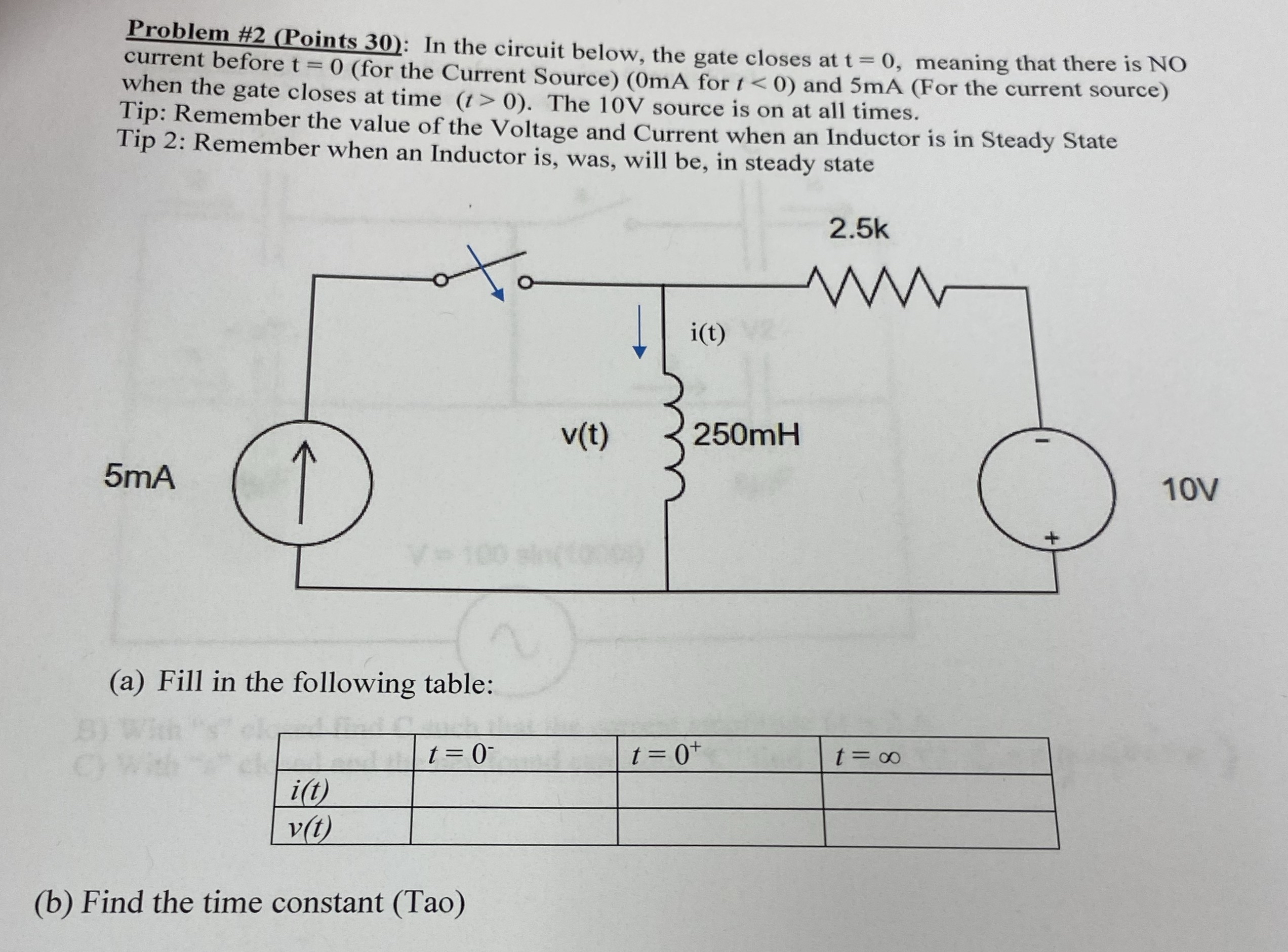 Problem # 2 ( Points 3 0 ) : In the circuit