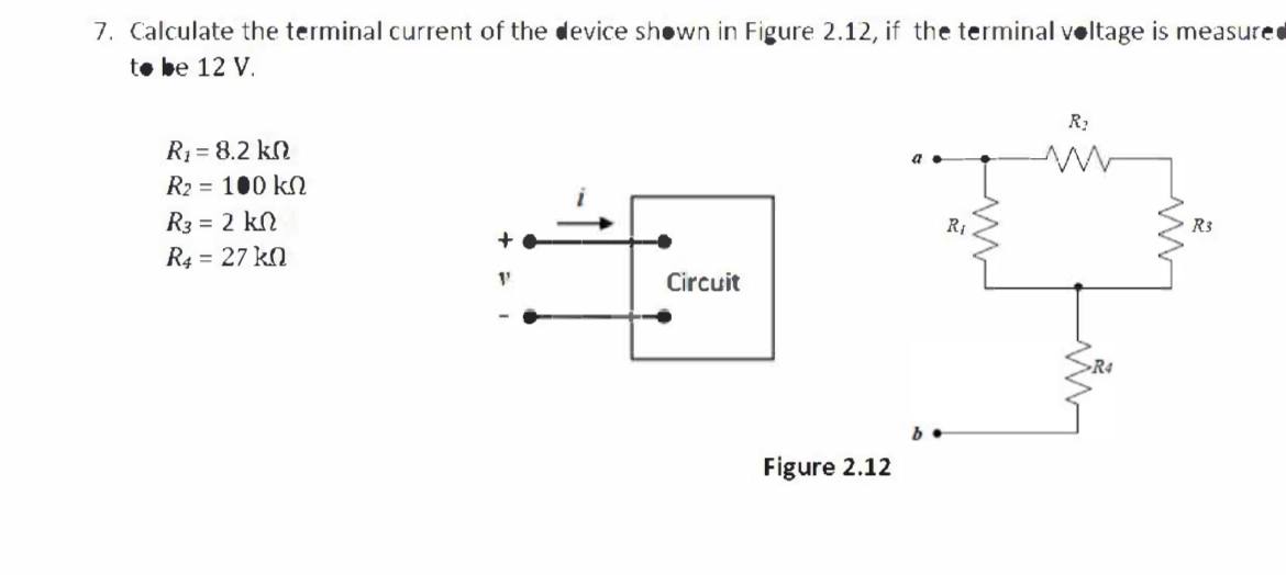 Calculate the terminal current of the device