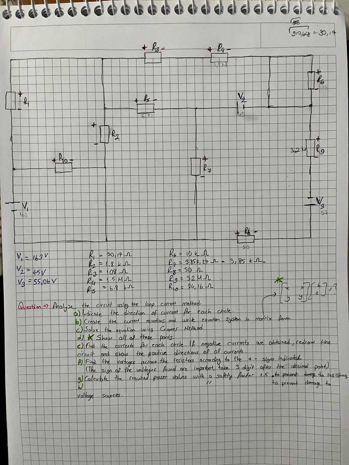 Analyze the circuit using the mesh current