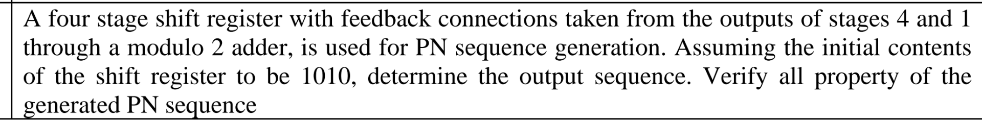 A four stage shift register with feedback