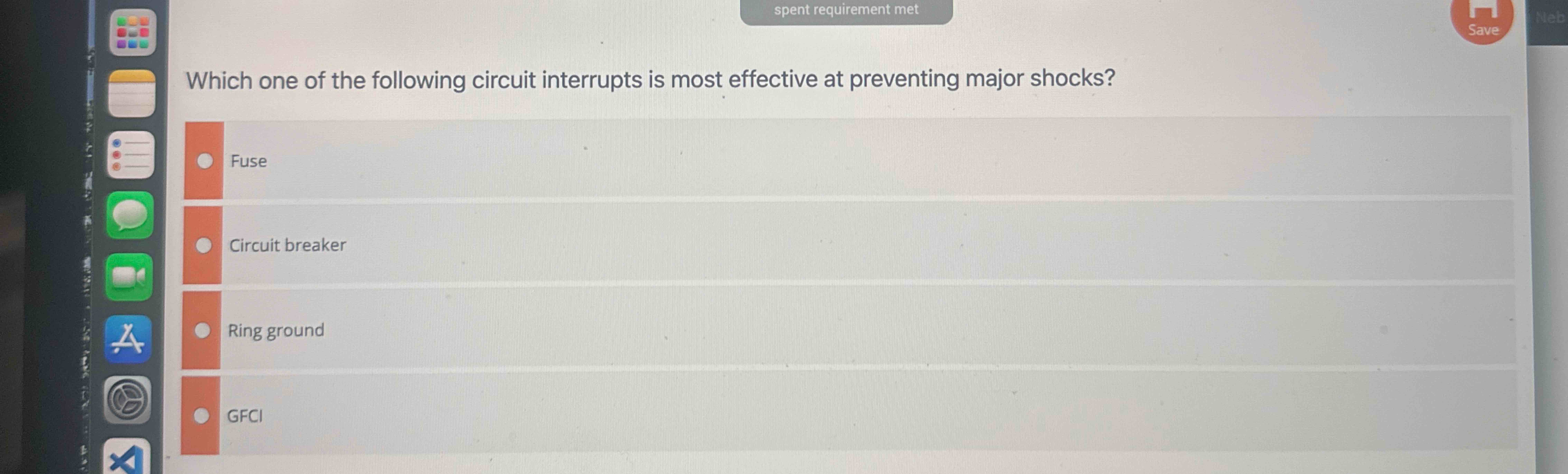 Which one of the following circuit interrupts is