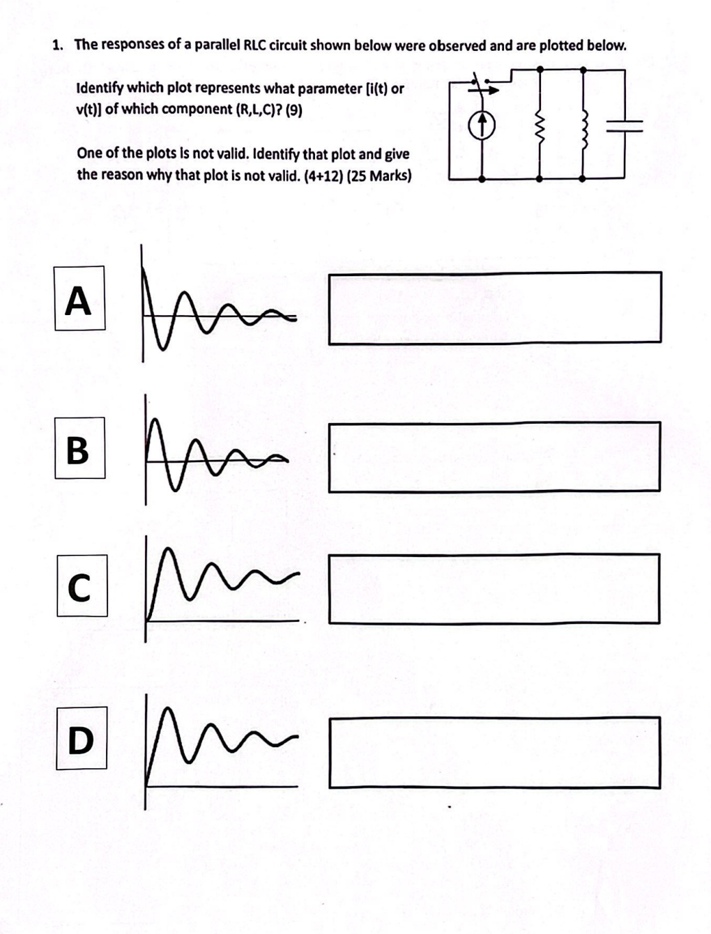 1 . The responses of a parallel RLC circuit shown