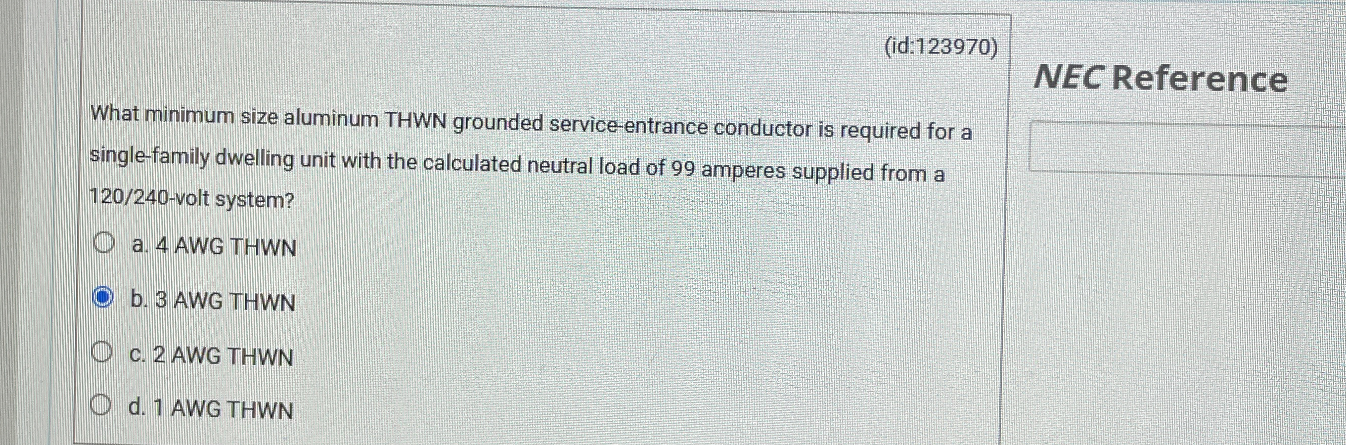 ( id: 1 2 3 9 7 0 ) What minimum size aluminum